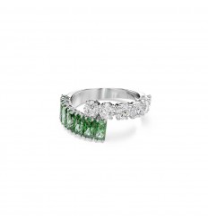 Anillo Matrix Swarovski tallas mixtas cristales verde baño rodio
