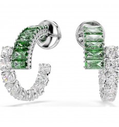 Pendientes de aro Matrix tallas mixtas verdes baño rodio 5732264