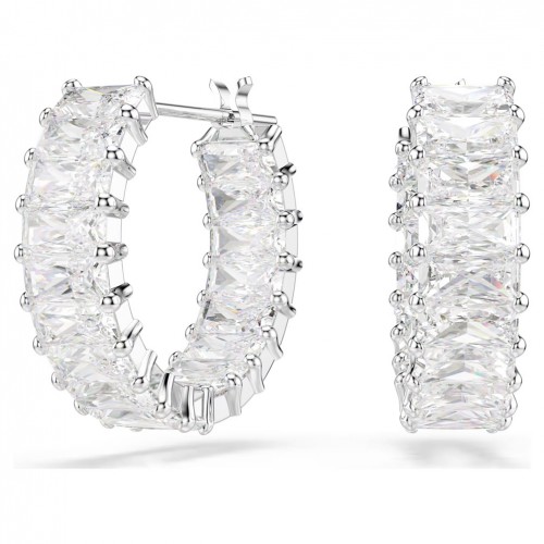 Swarovski Matrix hoop earrings baguette cut white rhodium plated 5733397