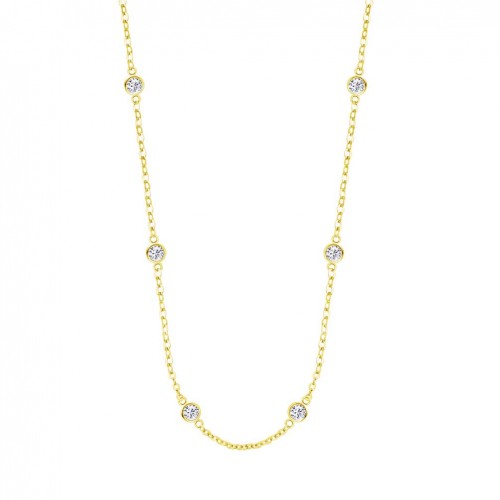 Collar Lotus Silver Essentials plata tono dorado circonitas LP3451-1/2