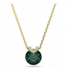 Swarovski Bella V pendant round cut green color gold plated 5735387