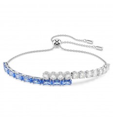 Pulsera Tennis Matrix Swarovski tallas mixtas azul baño rodio 5732266
