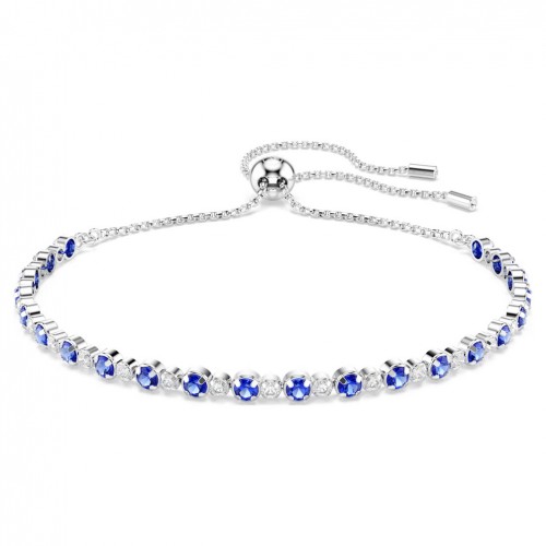 Pulsera Tennis Matrix Swarovski tallas redondas azul baño rodio 5725854