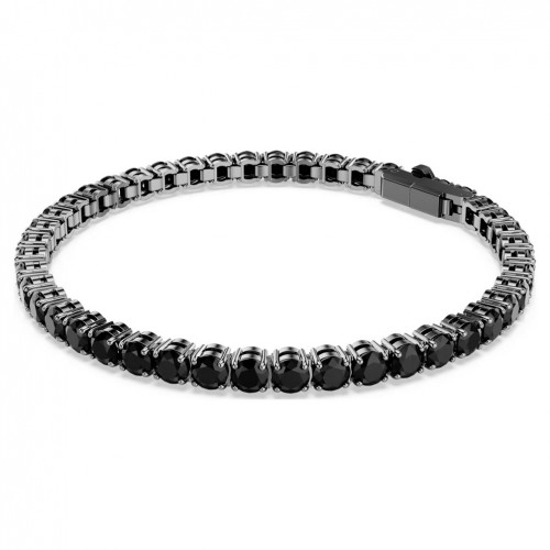 Pulsera Tennis Matrix Swarovski talla redonda negra baño rutenio 5696031