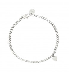 Pulsera Kidult acero inoxidable con tenis de cristales y corazón 831068