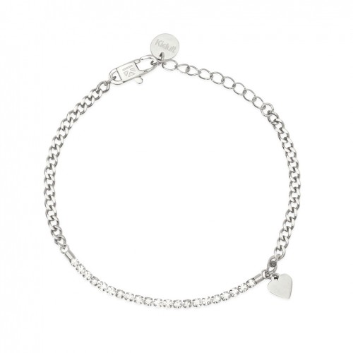Kidult stainless steel bracelet with sparkling crystals heart 831068