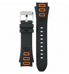 Correa reloj Lotus caucho color negro y naranja para modelo 18697 de 22mm