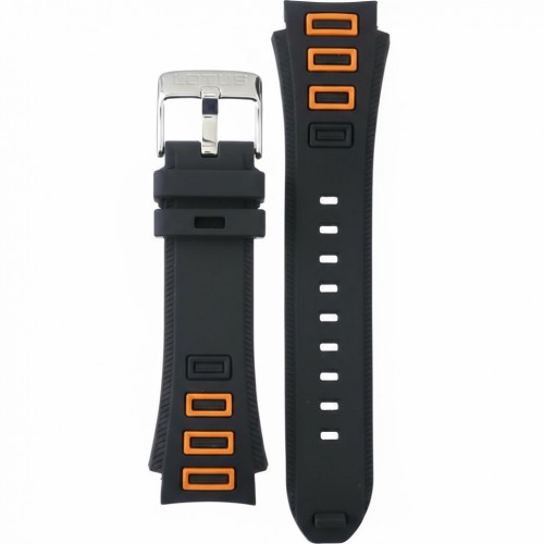 Correa reloj Lotus caucho color negro y naranja para modelo 18697 de 22mm