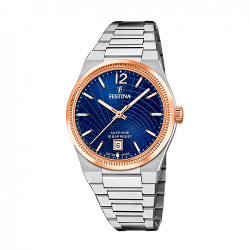 Reloj Festina Swiss Made Rivé mujer acero azul F20066/3