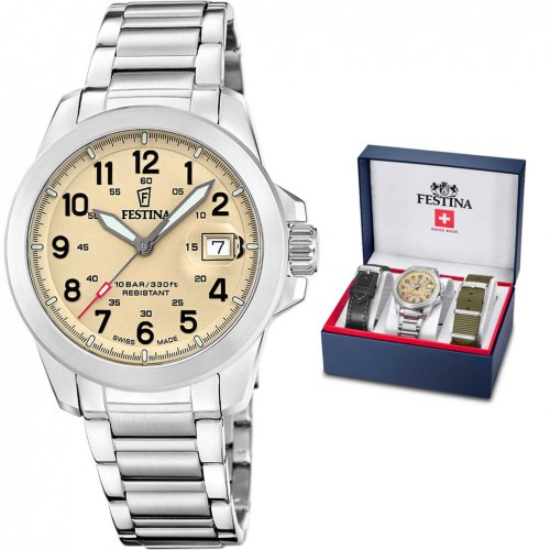 Rellotge Festina Swiss Made Field home acer beige 3 corretges F20081/1