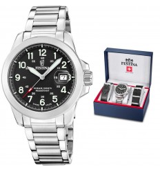 Rellotge Festina Swiss Made Field home acer negre 3 corretges F20081/4