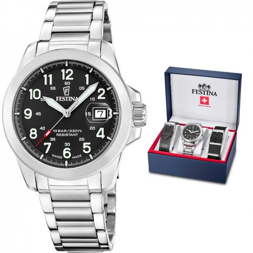 Rellotge Festina Swiss Made Field home acer negre 3 corretges F20081/4