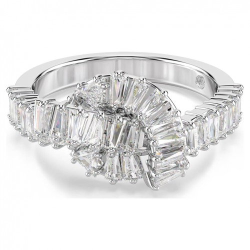 Anillo Matrix Swarovski talla baguette nudo blanco baño rodio