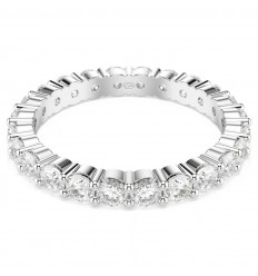 Anillo Matrix Vittore Swarovski talla redonda blanco tono plateado