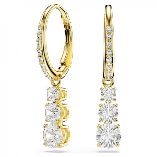 Swarovski Stilla Attract hoop earrings round cut white gold plated 5723300