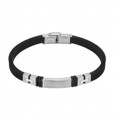 Polsera home Lotus Style acer inoxidable i cautxú negre LS2539-2/1