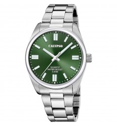Calypso men's watch K5862/5 green dial 41mm steel bracelet