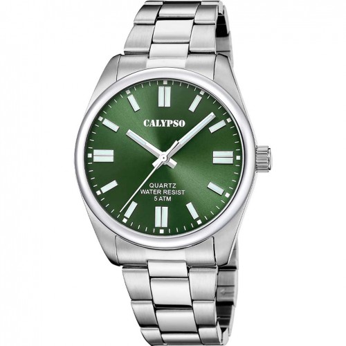 Calypso men's watch K5862/5 green dial 41mm steel bracelet