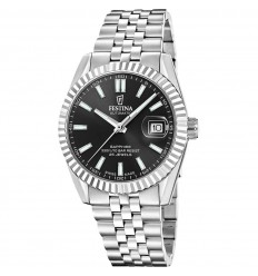 Reloj Festina swiss made automático esfera negra correa acero F20090/4