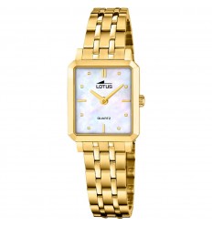 Reloj Lotus mujer Old Money dorado caja rectangular esfera nacar 19009/1