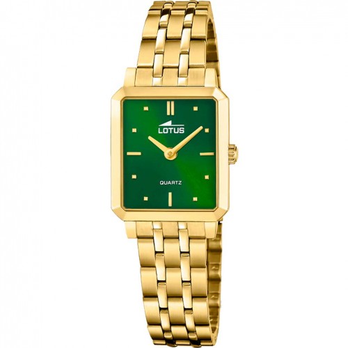 Lotus Old Money women's gold watch rectangular case green dial 19009/5