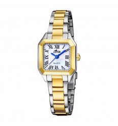 Lotus Old Money women's watch square case bicolor strap 19036/2