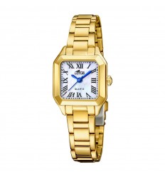 Reloj Lotus Old Money acero dorado caja cuadrada esfera plata 19037/2
