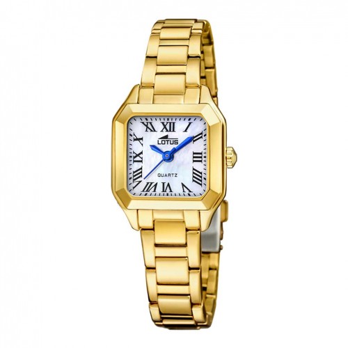 Reloj Lotus Old Money acero dorado caja cuadrada esfera plata 19037/2