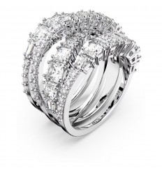 Swarovski Hyperbola mixed sizes white rhodium‑plated ring