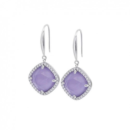 Pendientes Lotus Silver tono plata circonita malva LP3921-4/4
