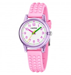 Calypso K5876/1 white pink analogue rubber watch 5 ATM