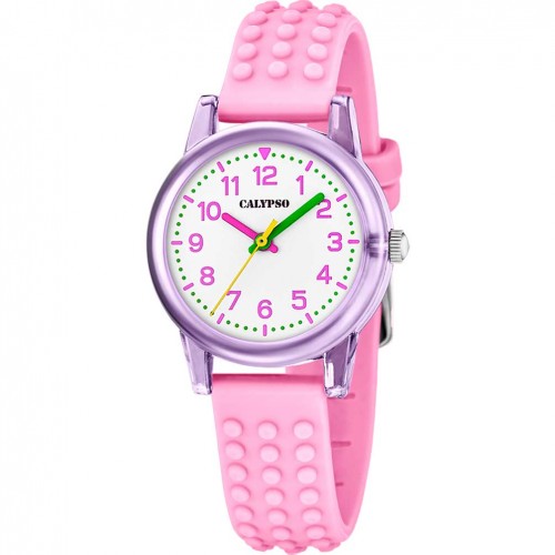 Rellotge Calypso Novedades K5876/1 analògic blanc rosa cautxú 5 ATM