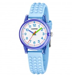 Reloj Calypso K5876/2 analógico blanco azul caucho 5 ATM