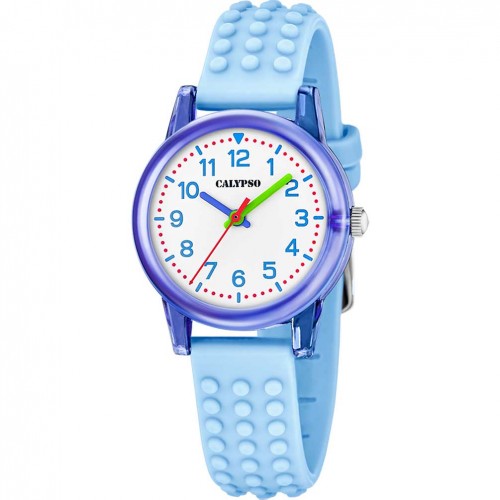 Reloj Calypso K5876/2 analógico blanco azul caucho 5 ATM