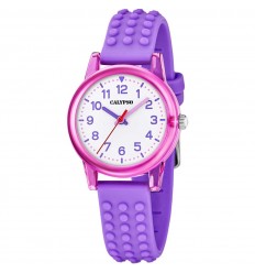 Calypso K5876/3 white purple analogue rubber watch 5 ATM