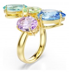 Swarovski Gema Cocktail Ring Mixed Cuts Multicolour Gold Tone Plating Crystals