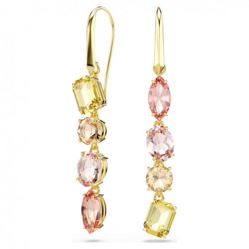 Pendientes diseño asimétrico Swarovski Gema rosas tono oro 5737454