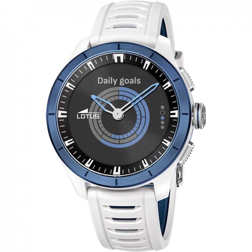 Lotus Connected Full D men's hybrid smartwatch white blue rubber black dial 20001/1