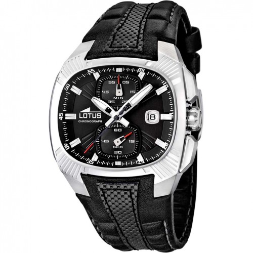 Lotus Doom watch black dial leather strap 15753/8