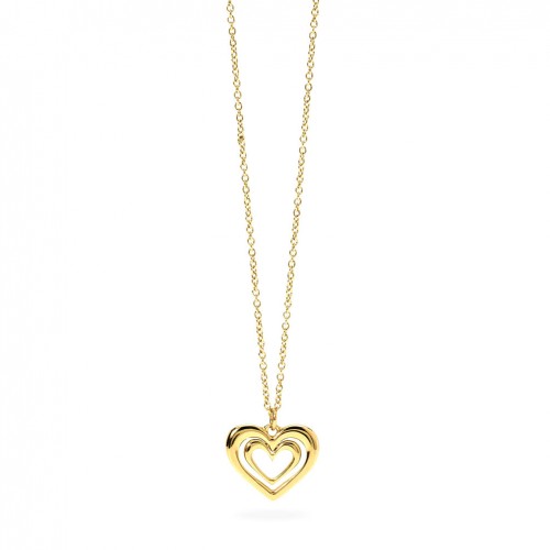 Collar Kidult en acero dorado con cadena roló y colgante corazón 851057