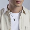 Kidult men's steel chain small black cross pendant necklace 851076