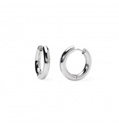 Silver steel hoop earrings for women Kidult 861072