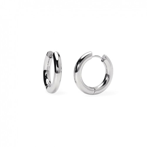 Silver steel hoop earrings for women Kidult 861072