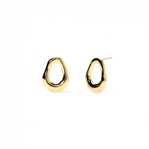 Gold steel oval earrings for women Kidult 861090