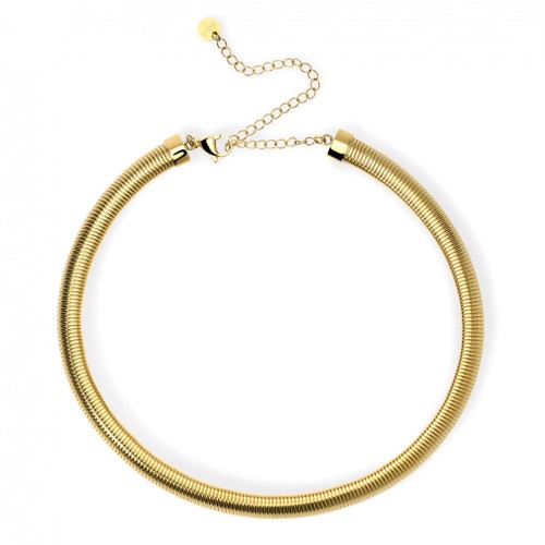 Gold steel tubogas choker necklace adjustable length Kidult 851059