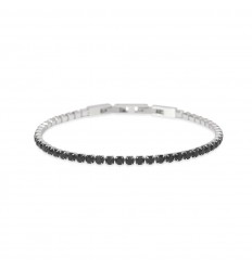 Kidult adjustable bracelet with tennis of black crystals 831109