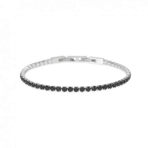 Pulsera Kidult ajustable acero con tenis de cristales negros 831109