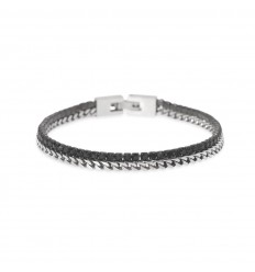 Kidult bracelet with franco chain and black crystal chain 831118