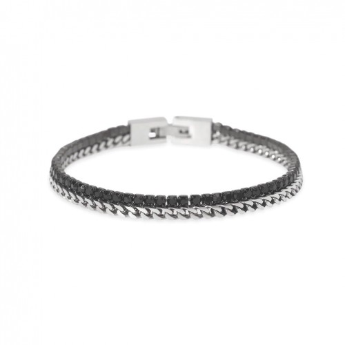 Kidult bracelet with franco chain and black crystal chain 831118