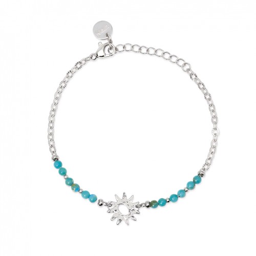 Pulsera ajustable acero con jaspe azul y sol de Kidult 831222